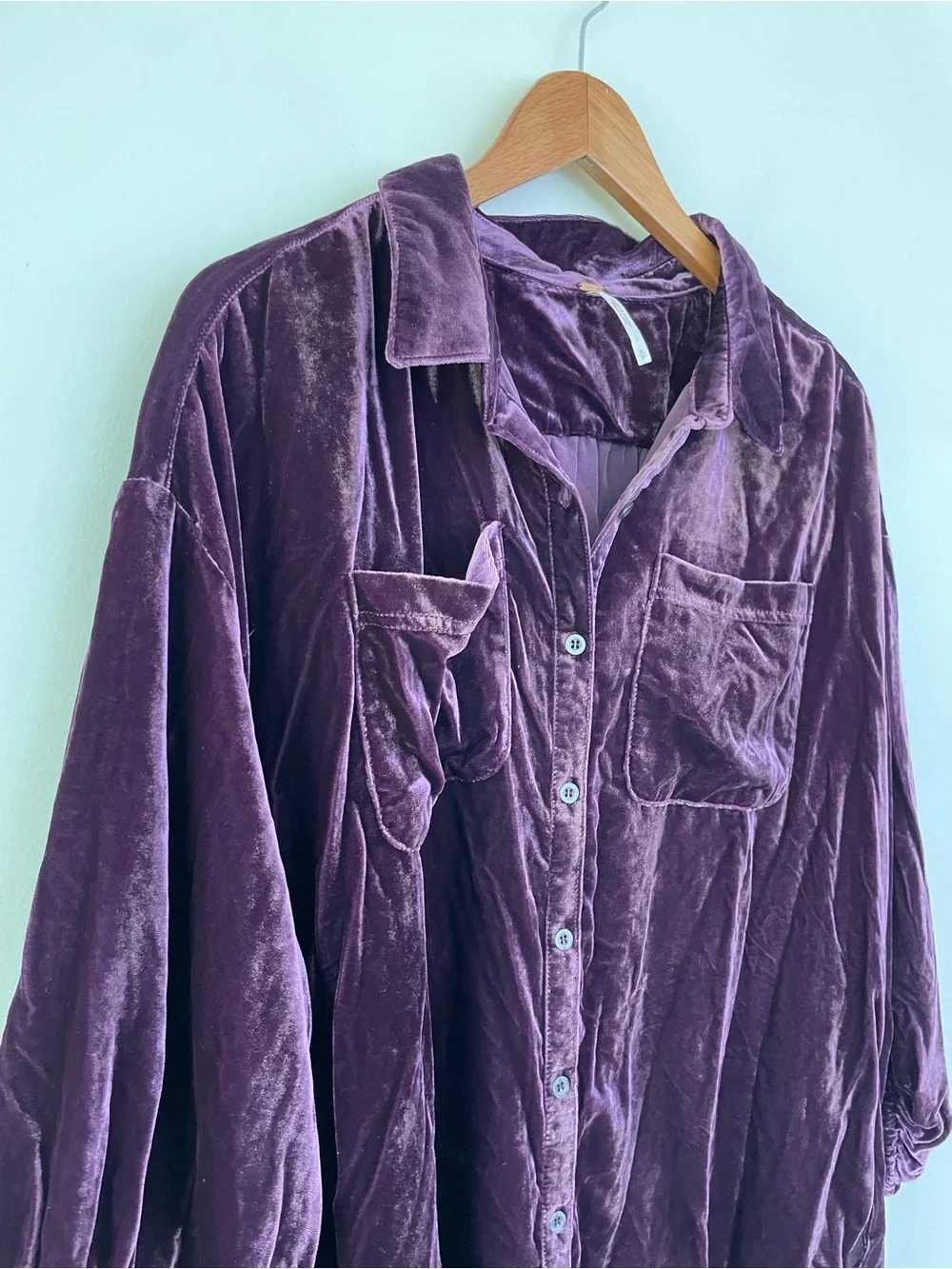Free People Lux Velvet Shirtdress Deep Purple S Small Whimsigoth Dark Romance
